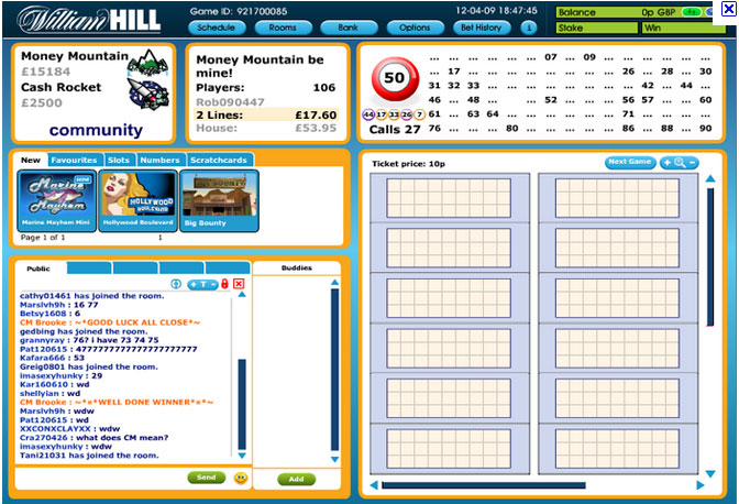 William Hill Bingo Lobby